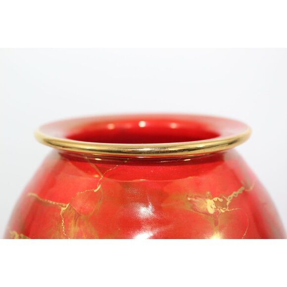 Bruce Fairman Shoulder Vase Red Gold Glaze, Signed 2005 Studio Pottery - Picture 10 of 11